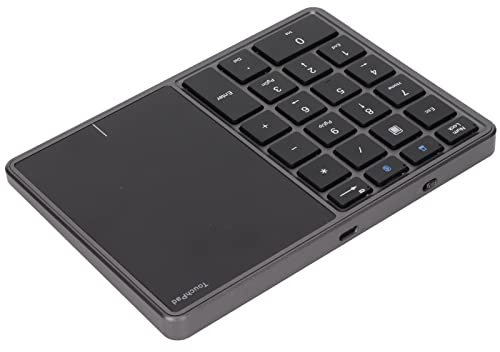 Touchpad numerico wireless 2 in 1, con 22 tasti, BT4.2, 2,4 G, ricarica di tipo C, batteria da 500 mAh, tastiera numerica (grigio ferro)