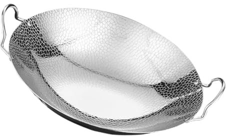 ORFOFE Sartén Wok de Acero Inoxidable 26 Cm Olla de Metal para Cocinar Resistente Distribución Uniforme de Calor para Fogón Camping y Cocina Doméstica Utensilios de Cocina para Camping