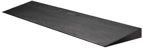 Wiltec Türschwellenrampe bis 50 t, Rollstuhlrampe aus rutschfestem Gummi 900 x 250 x 45 mm, Bordsteinrampe kürzbar für Rollstuhl & Rollator, Rampe für Türen und Badezimmer