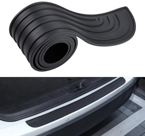 Protection Pare Choc Voiture pour VW T-Cross 2019-2023, Protection Seuil de Coffre Voiture Protection de Seuil de Chargement en Caoutchouc(Bla-ck,90cmx7cm)