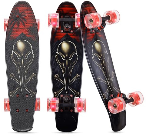 Tony Hawk 22 Zoll Komplettes Cruiser Skateboard, 9-lagiges Maple Deck Skateboard für Cruising, Carving, Tricks und Downhill, Crossbone