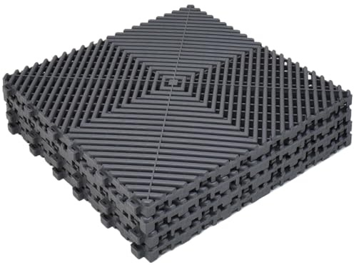 Tcatec Paquete de 20 alfombrillas industriales entrelazadas de PVC para garaje, 40 x 40 cm, cojín modular entrelazado, tapete de drenaje para garaje, exterior, zona húmeda