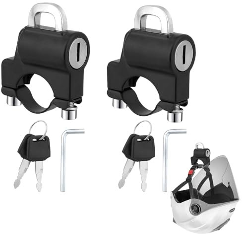 Set di 2 lucchetti per casco da moto, per moto, casco da moto, lucchetto di sicurezza (nero)