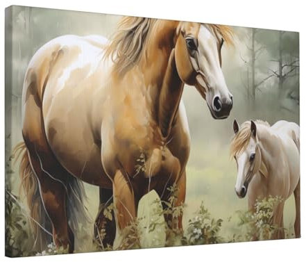 Leinwand-Wandkunst für Wohnzimmer, Wanddekoration, modernes Kunstwerk, Gemälde, Bilder, hängende Leinwanddrucke, Tiere, Stickerei, Gemälde, Pferde, ästhetische Wandkunst für Schlafzimmer, Badezimmer,