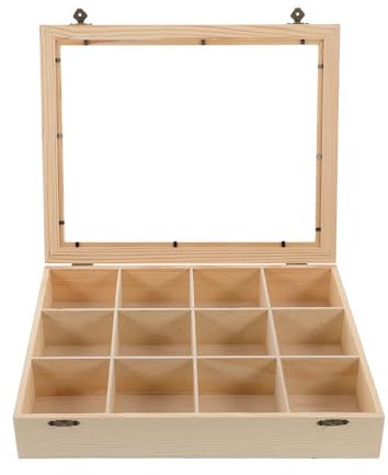 OUNONA Holzbox Mit Deckel Und Fächern Für Gesteinsaufbewahrung Organizer Zur Ausstellung Von Kristall Und Steinproben Aufbewahrungsbox Für Sammler