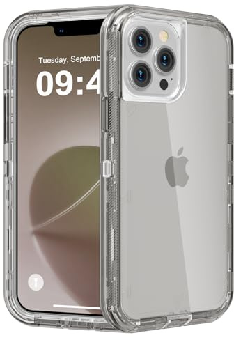 Follaroma for iPhone 12 Case/iPhone 12 Pro Case, Heavy Duty Shockproof Protection Phone Cases, Anti-Drop, Dual Layer Transparent Protective Cover Compatible with iPhone 12/12 Pro, 6.1'', Grey