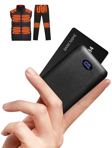 FrostVoyage Batería para Chaleco Calefactable 7,4V/ 5V 10000mAh, Batería Externa Portátil para Chaqueta Ropa Calefactable con Salidas DC/USB/Type-C, Bateria Chaleco Calefactable