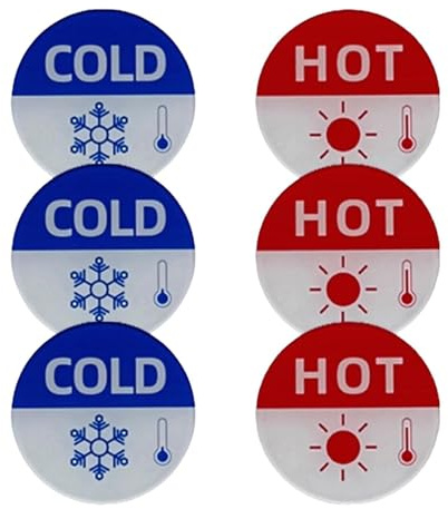 Etichette per rubinetti caldi e freddi, adesivi autoadesivi in acrilico, decalcomanie per indicatori di temperatura dell'acqua, etichette per pennarelli per lavandino del bagno, cartelli per rubinetto