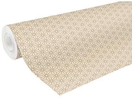 Clairefontaine 223803C - Une Bobine De Papier Kraft Brut Recyclé - Dimensions : 50mx70 cm - 70g - Motif : Géométrique Or - Papier Recyclé, Idéal pour Emballage Cadeaux, DIY, Loisirs Créatifs