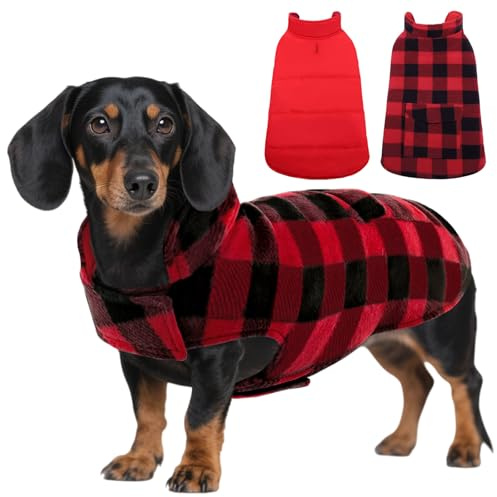 ASENKU Hundemantel Winter S – Wasserdicht & Fleece für kleine Hunde | Wendbar, Klettverschluss, warmes Hundejacke Perfekt für Jack Russell, Zwergschnauzer, Shih Tzu, West Highland Terrier