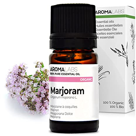 Mejorana Dulce BIO (Origanum majorana) - 5 mL - Aceite Esencial Quimiotipado y Certificado AB - Sistema nervioso - Aroma Labs