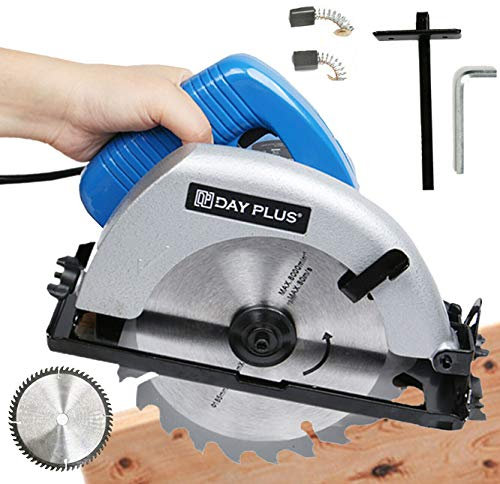 Circular Wood Saw, 900W Heavy Duty 180mm Compact Multi Circular Saw Building Power Handheld Tool Wood Tile Metal Adjustable 45° Bevel Angle Blade Guide Thicken Base