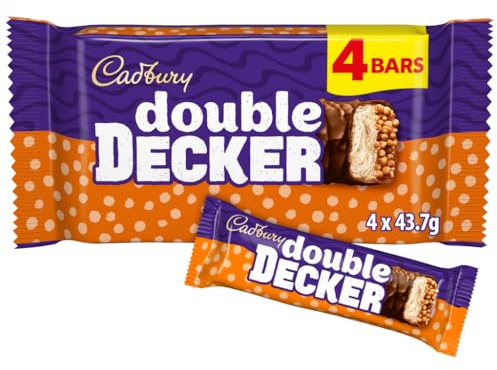 Cadbury Barra de chocolate de doble piso, paquete de 4 unidades, 174,8 g
