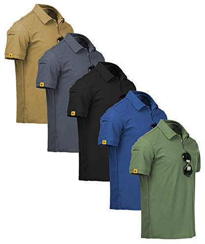 ZITY 5 Pack Mens Polo Shirt Short Sleeve Moisture Wicking Golf T-Shirt 2XL