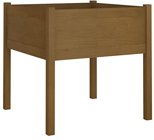 vidaXL Jardinera Macetero Caja Flores Plantas Soporte Jardín Patio Terraza Balcón Decoración Adorno Marrón Miel 70x70x70 cm Madera Maciza de Pino
