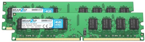 BRAINZAP Memoria RAM DDR2 de 8 GB (2 módulos de 4 GB), DIMM PC2-6400U, 2Rx4, 800 MHz, 1,8 V, CL6