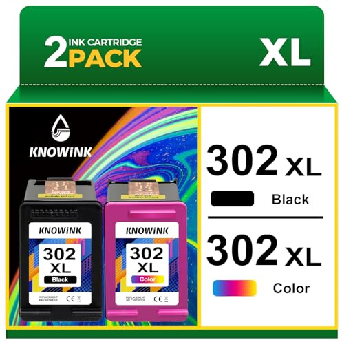 KNOWINK 302XL Encre Compatible avec Cartouche HP 302 XL Noir et Couleur d'encre Multipack pour HP Envy 4520 4525 4527 DeskJet 3630 2130 3632 OfficeJet 3831 3833 3830