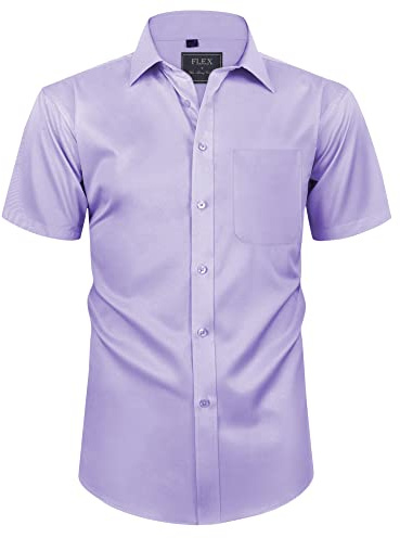 siliteelon Herren Kurzarm Hemden Casual Regular Fit Bügelfrei Business Hemd Faltenfrei Formales Hemd mit Tasche