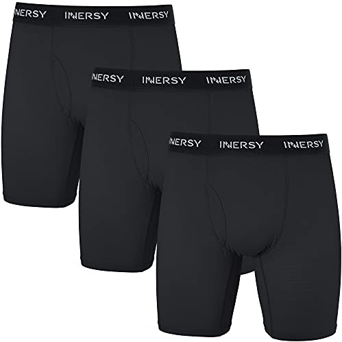 INNERSY Boxer Long Homme en Maille Léger Calecon Anti Frottement Lot de 3 | Calecons Hommes Ouverte, Sous-vêtement Polyamide Élastique, Calson Séchage Rapide Doux, Sans Étiquette, Sport et Quotidien