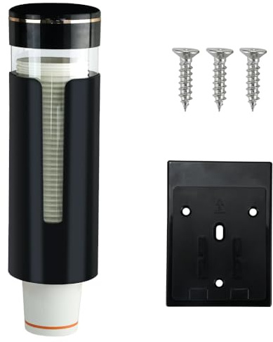 XINGYATU Wall-Mounted Cup Dispenser, Disposable Cup Organizer Rack Holds 45 Paper Cups, Pull Type Water Cooler Cup Holder, Space Saving Cups Storage Rack for Kitchen, Office & Restaurants
