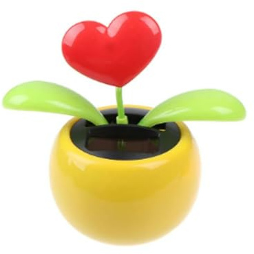 Solar Dancing Heart Flip Flap Automotive Ornament Solar Powered Dancing Sun Flower in Colorful Pots Swinging Animated Bobblehead Dancer Window Sun Catcher Car Dashboard Decor Portable