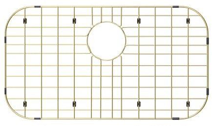 Alonsoo Gold Large 26 x 14 Kitchen Sink Grid,Sink Protector for Kitchen Sink,Stainless Steel Sink Rack with strainer,sink grate for Bottom of Sink,Rear Drain with Corner Radius,Stainless Steel