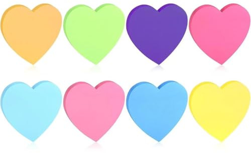 ZKGYUS 240 foglietti adesivi, blocco note a forma di cuore, colori vivaci, note adesive, blocco note piccolo 70x70 mm, blocco note adesivo per casa/ufficio/scuola.