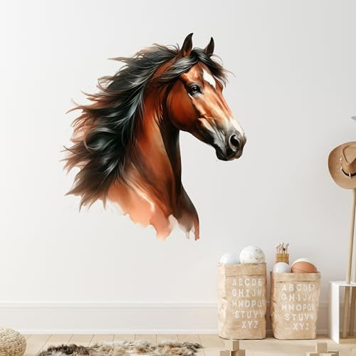 GRAZDesign Pferde Wandtattoo braun, Aufkleber für Kinderzimmer, Wohnzimmer, Wand, Tür und Schrank - 55x50cm