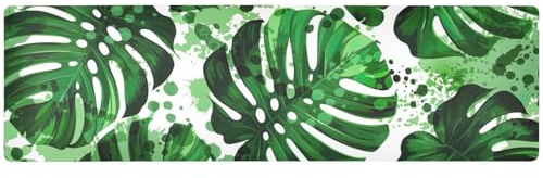 ZRWLUCKY Sottopentola pieghevole con foglie di piante Monstera Blots per piatti caldi, tappetino protettivo contro il calore e runner da tavolo da esterno, impermeabile, per piatti caldi, 90 x 30 cm