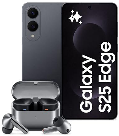 Samsung Galaxy S25 Edge con Galaxy Buds3 Pro Graphite, Auricolari in-ear True Wireless, Smartphone AI con 3 anni di Garanzia del produttore, RAM 12GB, 256GB, 3.900 mAh, Titanium Jetblack