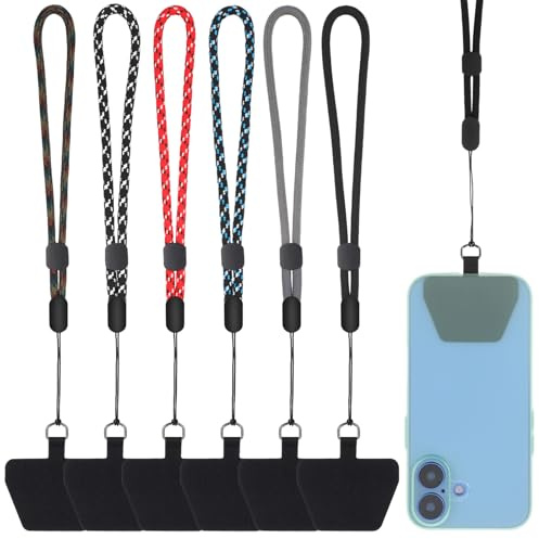 Hpmjz 6 Pack Crossbody Patch Phone Lanyards Cell Phone Neck Lanyard Multifunctional Patch Lanyards Universal Hand Wrist Strap Wristlet With Tether Tabs for Women Men Travel Essentials Most Phones
