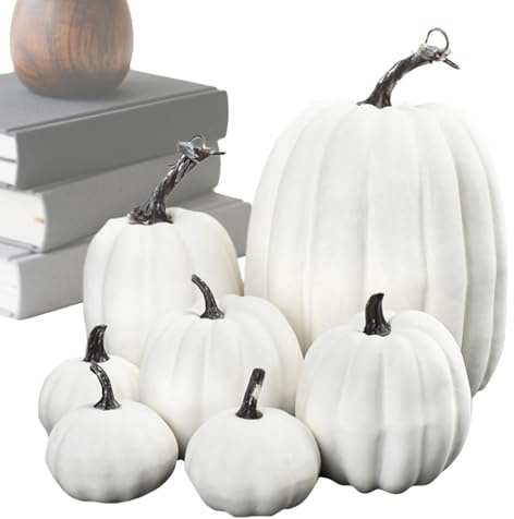 Whnbuij Calabazas artificiales | Calabazas artificiales de espuma para temporada otoñal | 7 piezas de decoración del hogar para centro de mesa Halloween Decoración Otoñal Acción de Gracias