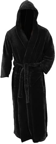Peignoir de bain à capuche pour homme – Peignoir en polaire à col châle à capuche pour la maison, manteau de maison, pyjama doux et chaud à manches longues
