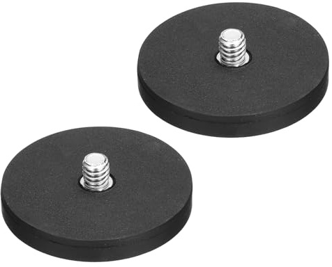 QUARKZMAN 2 stycken 1,7 (4,3 cm) diameter gummibelagda magneter 19LBS (8,6 kg) reptåliga flaggmagnetbas med 1/4-20UNC gängstift och mutter magnetfäste för kamera ljuslist verktyg