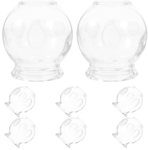 MOTHNUR Ventouses en Verre Épais Lot de 8 Poignées pour Thérapie Feu à Usage Domestique, Accessoire de Massage pour Soulager Douleurs du Dos et Bras