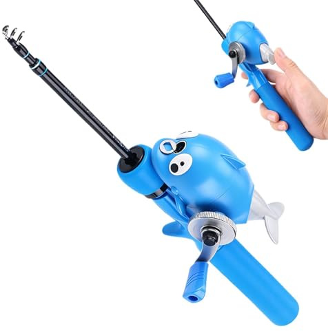 Barnfiskespö Portabelt med rulle och halksäkert handtag, teleskopisk design | Barn Fiskespö Set Lämplig för ungdomar, pojkar, flickor, nybörjare, och för fiske i floder, sjöar, bäckar och reservoa