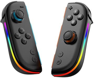 Wigento Joypads für Nintendo Switch, Hall Effekt Joysticks, RGB Beleuchtung, 6 Achsen Gyro, Turbo Funktion, kabelloser Gaming Controller (Schwarz)