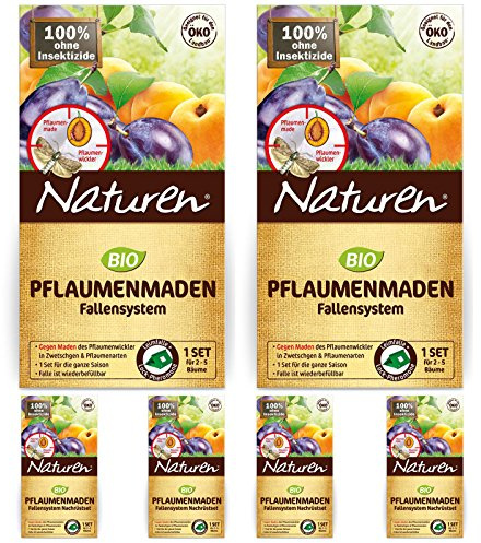 2 x Naturen Pflaumenmaden-Falle gegen Pflaumenwickler + 4 Nachfüll-Sets