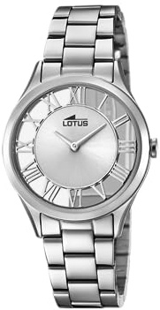 LOTUS Reloj Mujer Analógico de Acero Inoxidable 316l Plateado - Movimiento de Cuarzo - Cristal Mineral de Alta Resistencia - Resistente al Agua 5 ATM - Special Prices 18395/1