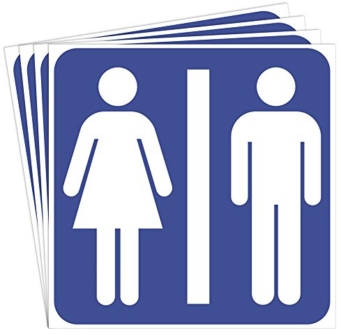 dealzEpic - Men and Women Restroom/Toilet Sign - Self Adhesive Peel and Stick Vinyl Sticker - 3.94 x 3.94 inches | Pack of 4 Pcs