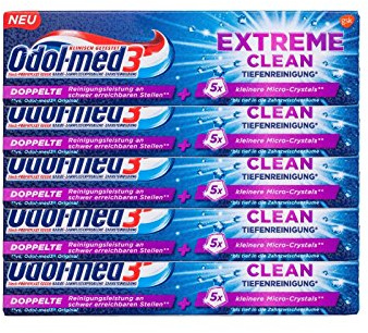 5x Odol-med 3 Extreme Clean Tiefenreinigung Zahnpasta 75 ml