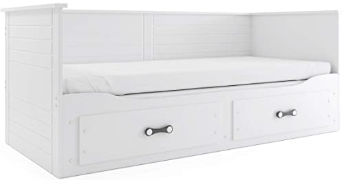 Interbeds Funktionsbett Tagesbett Hermes 200x80cm WEIß + Matratzen und Schubladen