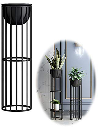 XXSC-ZC Metall, Eisen, Blumenständer Pflanze Ständer Garten Anzeigen-Regal, Golden Black, Wohnzimmer-Dekoration,Schwarz,B