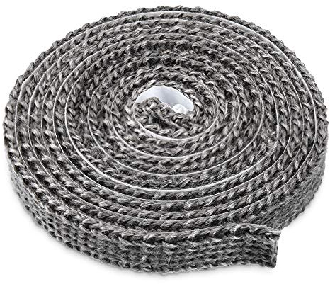 Navaris Joint d'étanchéité autoadhésif cheminée - Joint fibre de verre 2m de long résistant chaleur de 550°C - Largeur 15mm et épaisseur 3mm