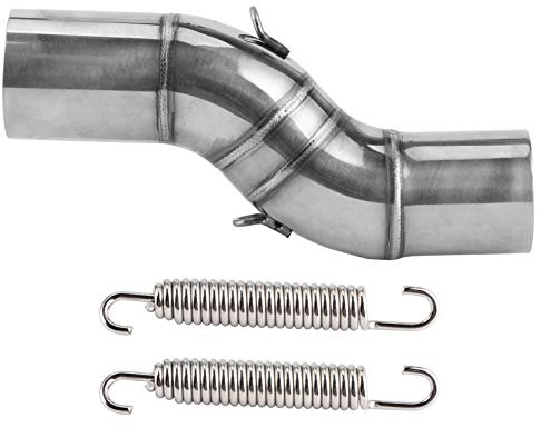 Yctze Tubo de enlace medio de escape para motocicleta Tubo de acero inoxidable apto para Benelli TRK 502X 2018-2020 1 x Tubo medio de escape 2 x Grillete de resorte