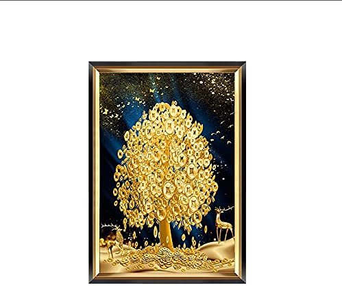 5D Diamant Painting Set Geldbaum,Komplettes DIY Diamant Gemälde Voller Bohrer,Groß Diamantmalerei Kreuzstich-Set für Erwachsene Kunst Basteln Leinwand für Home Wand-Decor30x70cm