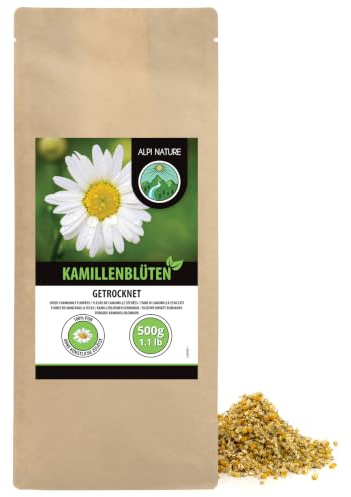 Alpi Nature Manzanilla Infusión 500g, Flores de Manzanilla Natural Secas de Primera Calidad