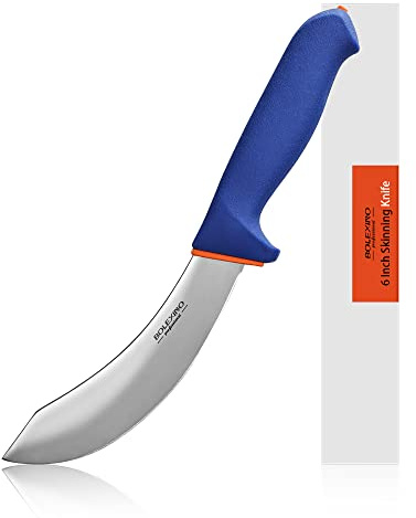 BOLEXINO 6 Inch Professional Skinning Butcher Knife With Non-Slip SoftGrip, Sharp & Solid For Separating Skin From Meat, For Home Kitchen Slaughterhouse & Restaurant, X50CrMoV15 Stainless Steel