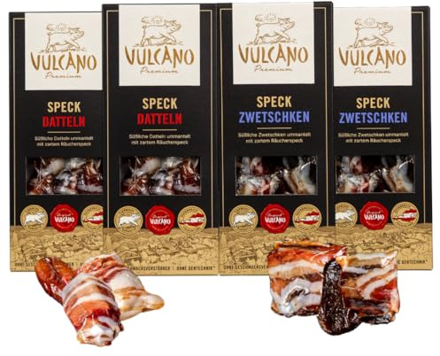 Speckrüchte mit natürlich Zutaten aus Österreich, Datteln & Pflaumen umwickelt mit Räucherspeck, Handgemacht, Österreichsiches Qualitätsprodukt, Antipasti, Tapas (Frucht Mix - Datteln & Zwetschken)