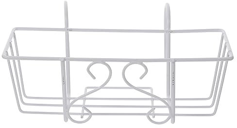 VILLCASE Support de Jardinière Suspendu de Balcon, Blanc Support de Pot de Fleurs Suspendu en Métal, Support à Fleurs pour Bureau, Maison, Hôtel (32L x 10.5W x 12H)